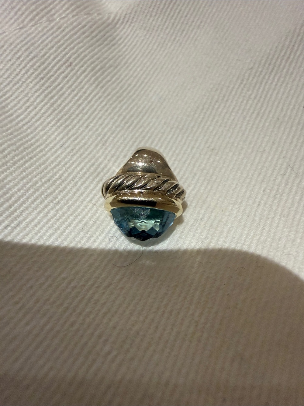 David Yurman Blue Topaz, Gold and Silver Necklace Pendant